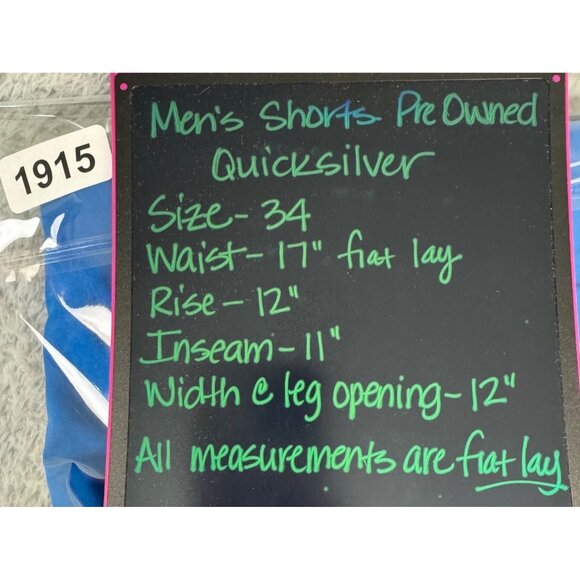 Quiksilver Mens 34 Blue & Black Board Shorts Swim Surf Beach Polyester W/Logo - Picture 11 of 12